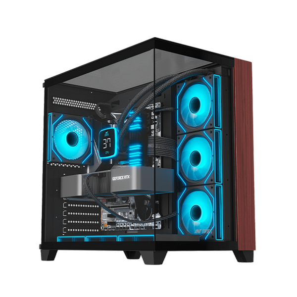 Ant Esports Crystal Wood ATX Mid Tower with 4 ARGB Fans