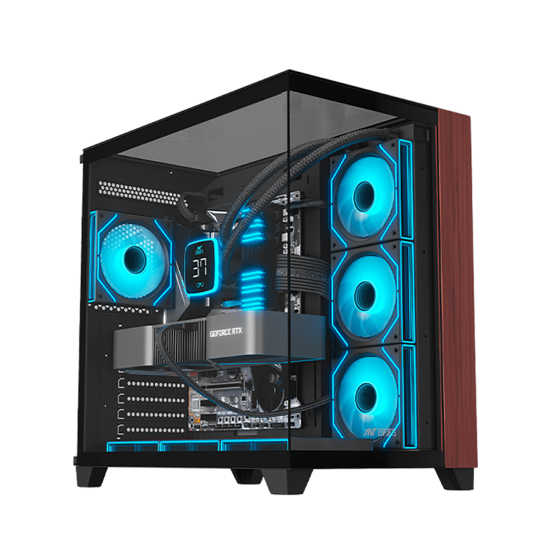 Ant Esports Crystal Wood ATX Mid Tower with 4 ARGB Fans