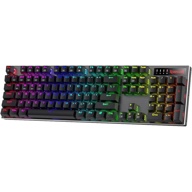 Redragon Dharma Pro K556 Pro 104-Key Tri-Mode Mechanical Gaming Keyboard with Quiet Linear Red Switches