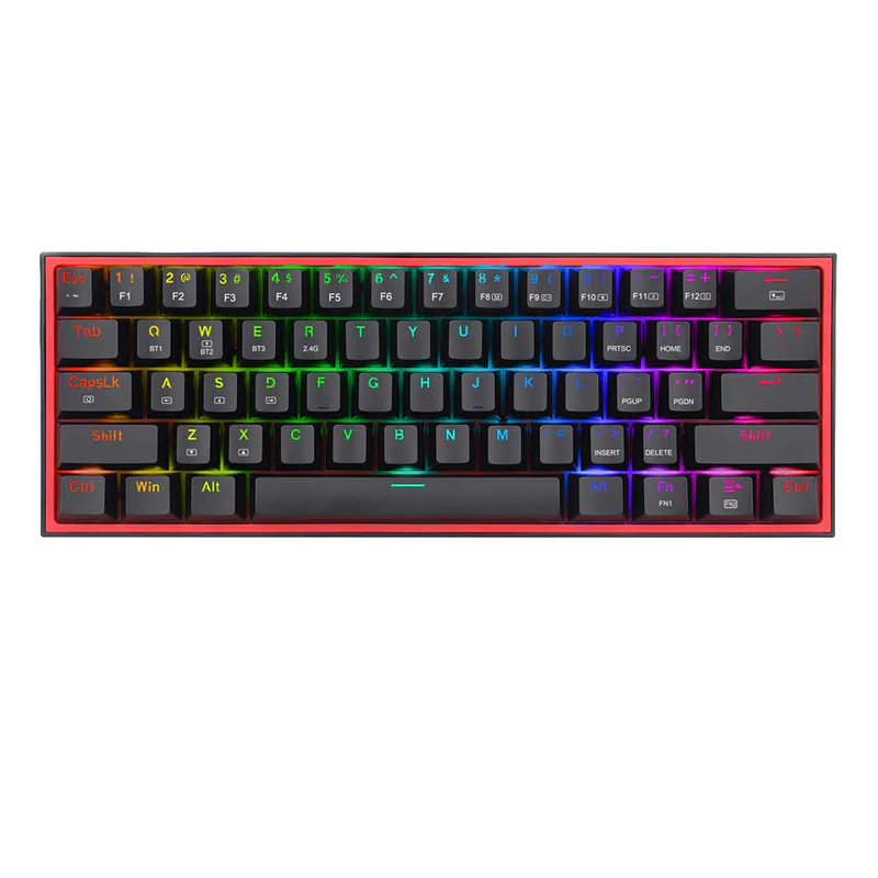 Redragon FIZZ PRO K616 - 60% Wired+2.4Ghz+BT Mechanical Keyboard Black (Red Switch)