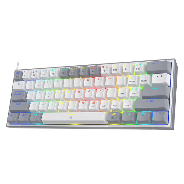 Redragon Fizz K617 - 60% Wired Mechanical Keyboard White and Grey (Red Switches)