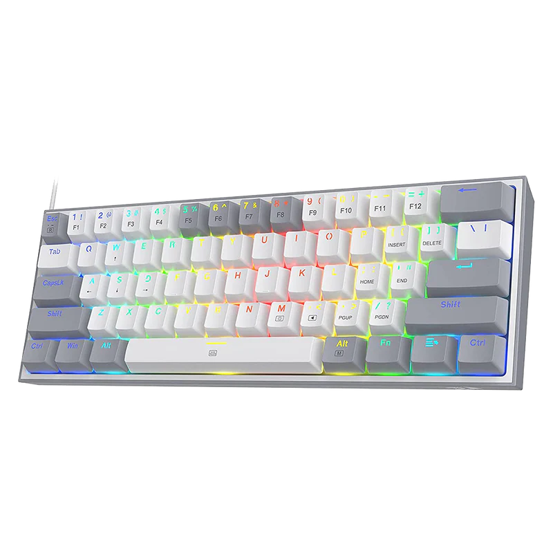 Redragon Fizz K617 - 60% Wired Mechanical Keyboard White and Grey (Red Switches)