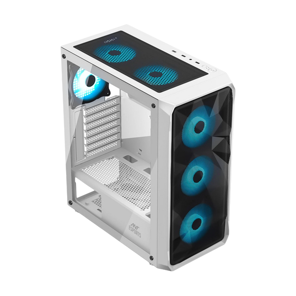 Ant Esports ICE-112 Mid Tower ATX Gaming Cabinet White with 4 Rainbow LED Fans