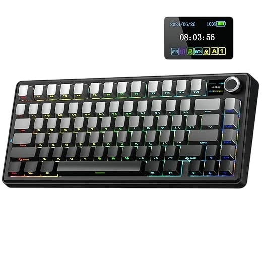 AULA F75 Max 75% Wireless Trio Mechanical Gaming Keyboard – Gradient Gray, Reaper Switch