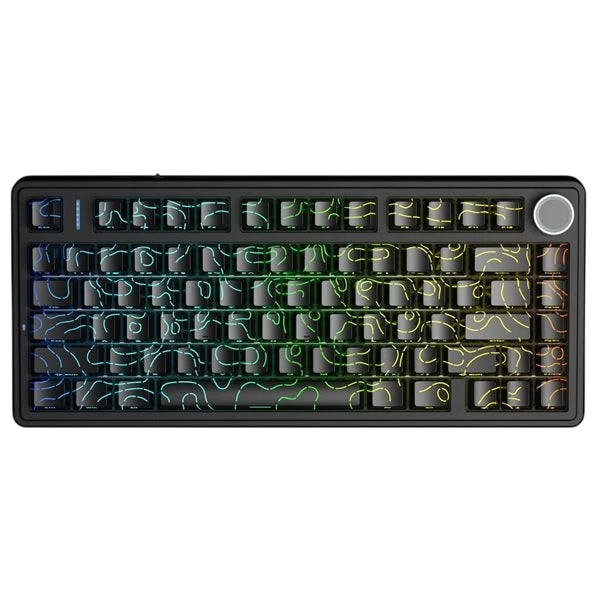 AULA F75 75% Tri-Mode Wireless Mechanical Gaming Keyboard with Knob – Black Contour, Star-Vector Switch
