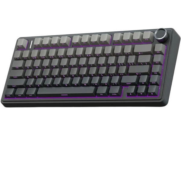 AULA F75 75% Side-Engraved Keycaps Wireless Trio Mode Mechanical Gaming Keyboard – Gradient Gray, Reaper Switch