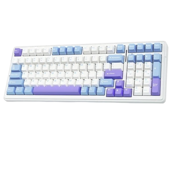 AULA F99 99-Key Tri-Mode Wireless Mechanical Gaming Keyboard – Blue White, Crescent Switch