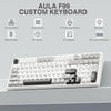 AULA F99 Full-Size Tri-Mode Mechanical Gaming Keyboard – Grey White, Graywood Switch View 2