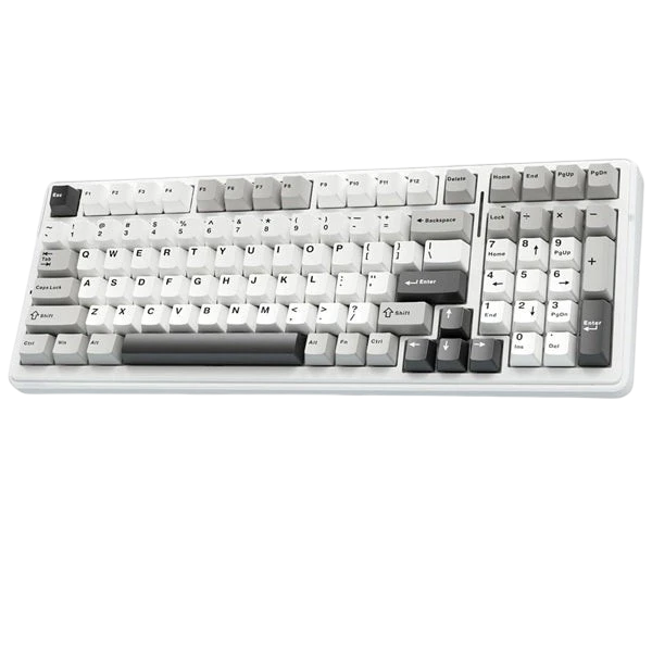 AULA F99 Full-Size Tri-Mode Mechanical Gaming Keyboard – Grey White, Graywood Switch