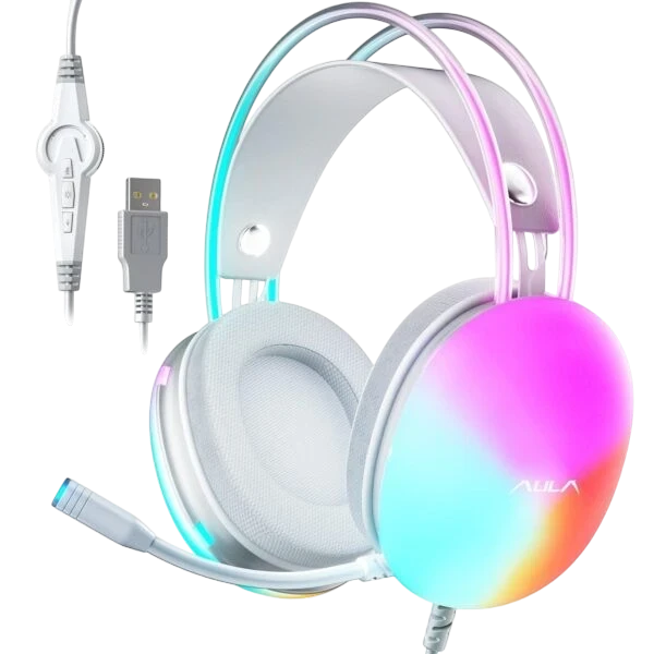 AULA S505 RGB Wired Gaming Headset with Adjustable Microphone