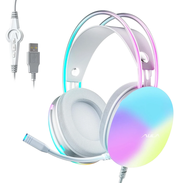 AULA S505 RGB Wired Gaming Headset with Adjustable Microphone
