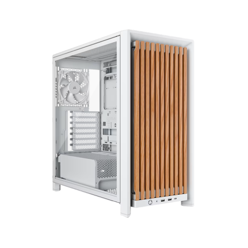 Corsair Frame 4000D Wood RS with 4 ARGB Fans White