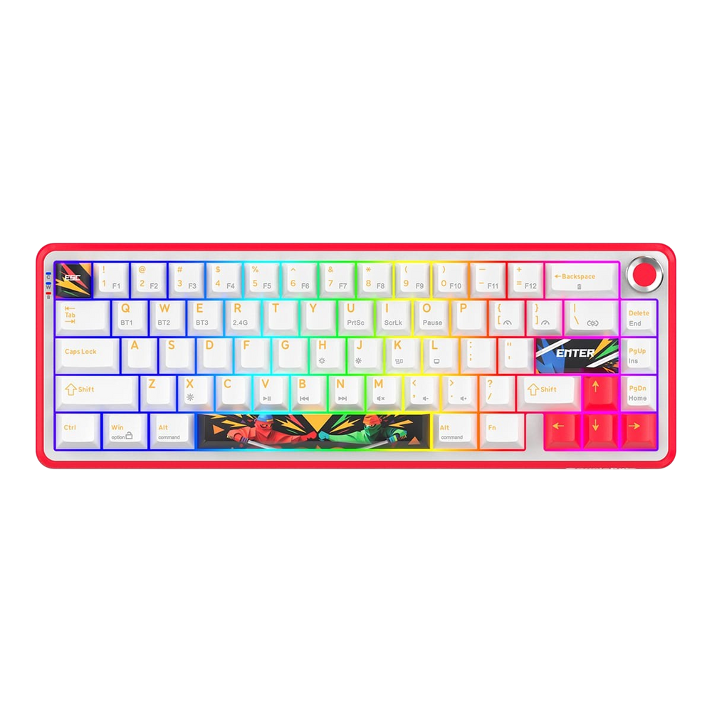 Cosmic Byte Arcturus 65 Tri-Mode Gasket Hot Swappable Mechanical Switch Keyboard (White red)
