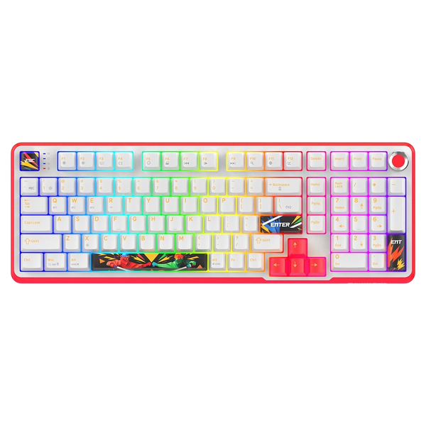 Cosmic Byte Arcturus 98 Tri-Mode Gasket Hot Swappable Mechanical Switch Keyboard (White Red)