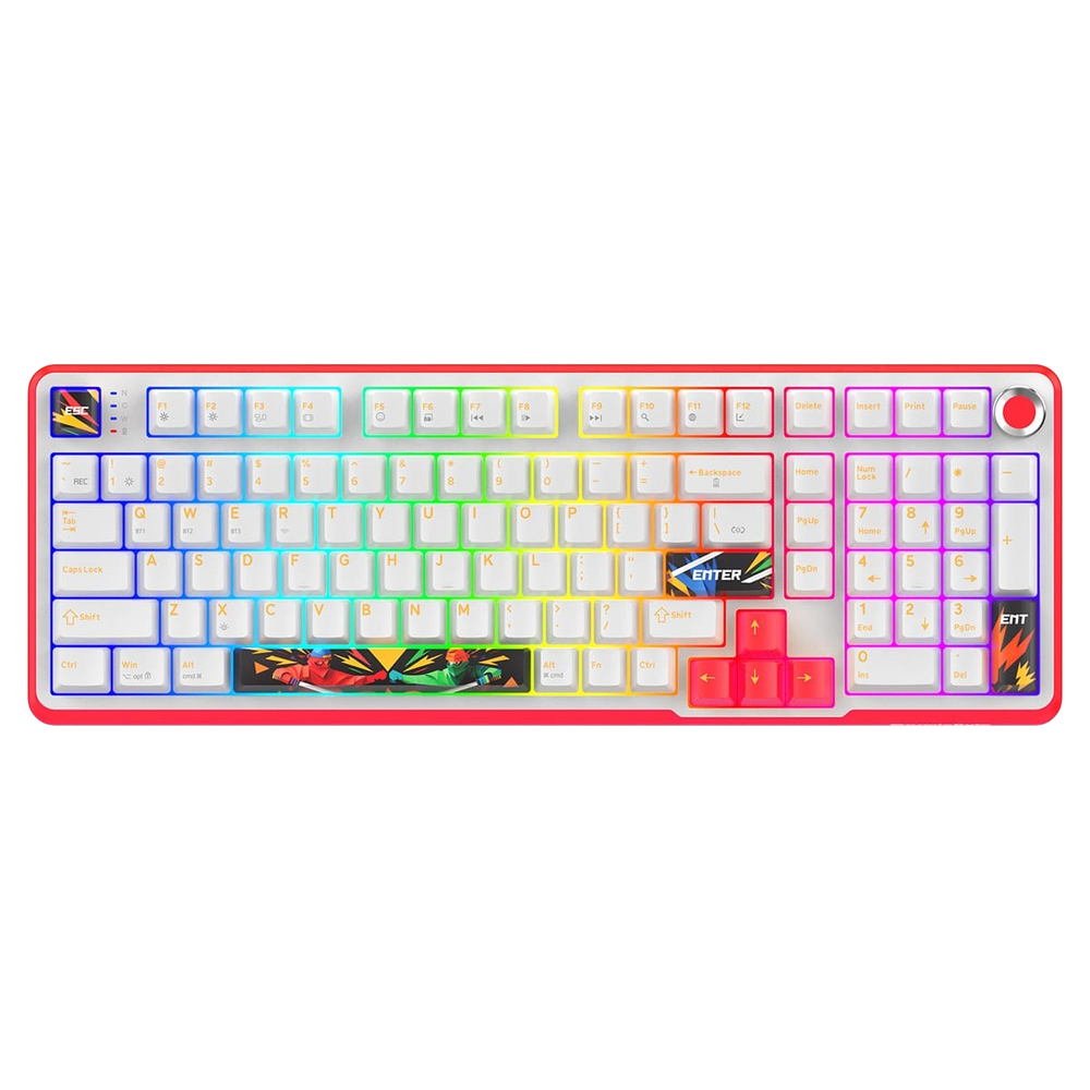 Cosmic Byte Arcturus 98 Tri-Mode Gasket Hot Swappable Mechanical Switch Keyboard (White Red)
