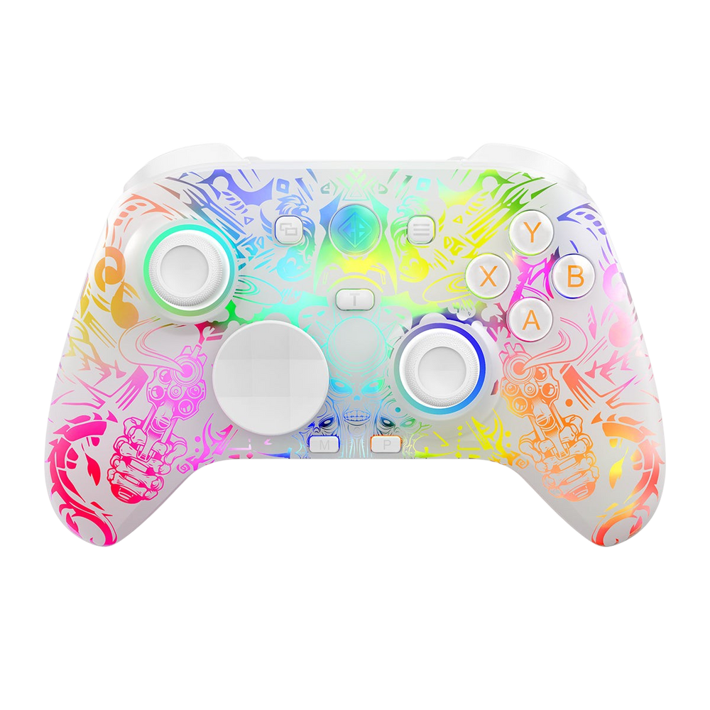 Cosmic Byte Lumora Tri-Mode Gaming Controller with Hall Effect Joysticks, Mechanical Buttons, Gyro & RGB (White)