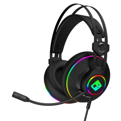 Cosmic Byte Proteus USB & 3.5mm Dual Input Gaming Headset with 7.1 Virtual Surround Sound, ENC Detachable Microphone & RGB Lighting