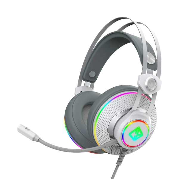 Cosmic Byte Proteus USB & 3.5mm Dual Input Gaming Headset with 7.1 Virtual Surround Sound, ENC Detachable Microphone & RGB Lighting White