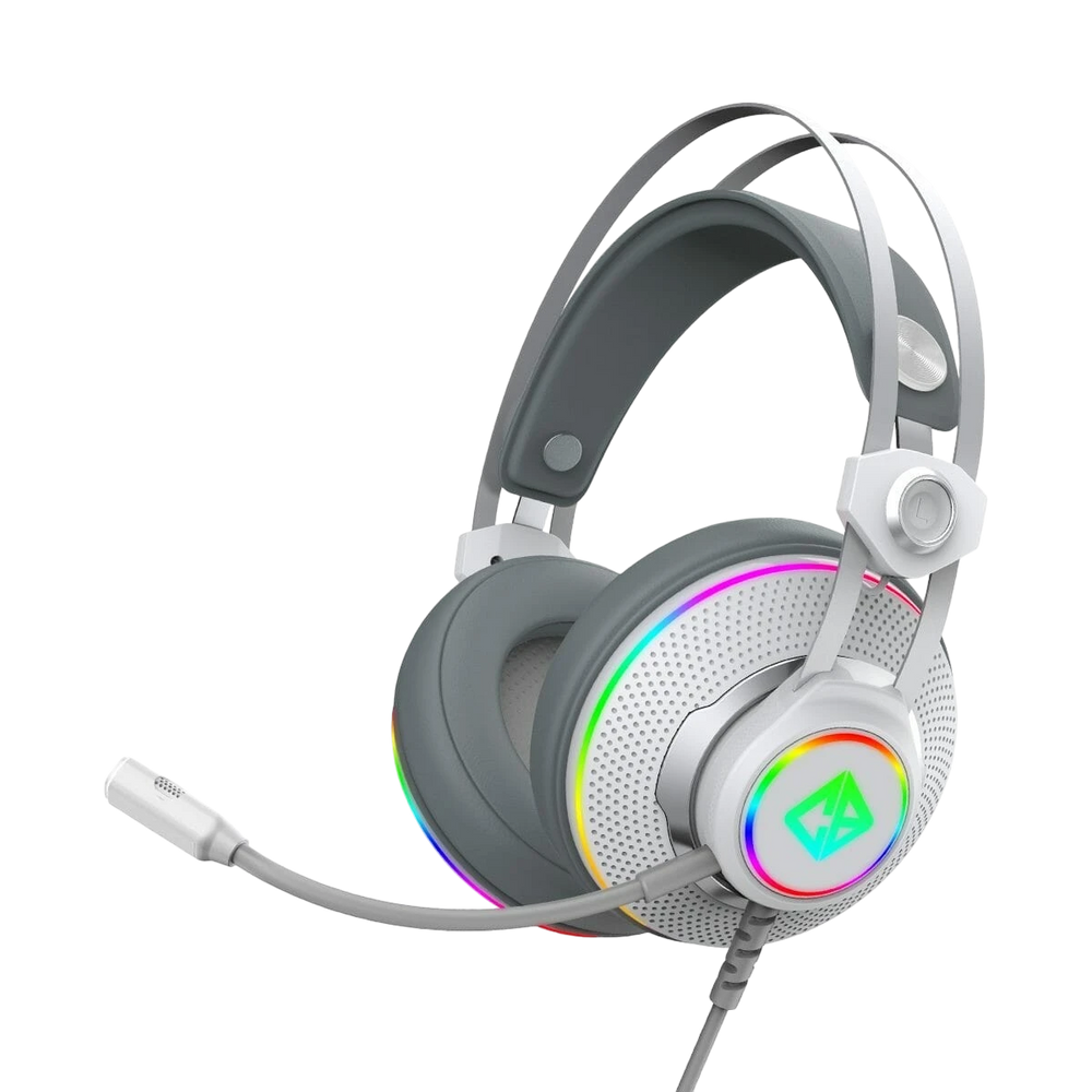 Cosmic Byte Proteus USB & 3.5mm Dual Input Gaming Headset with 7.1 Virtual Surround Sound, ENC Detachable Microphone & RGB Lighting White