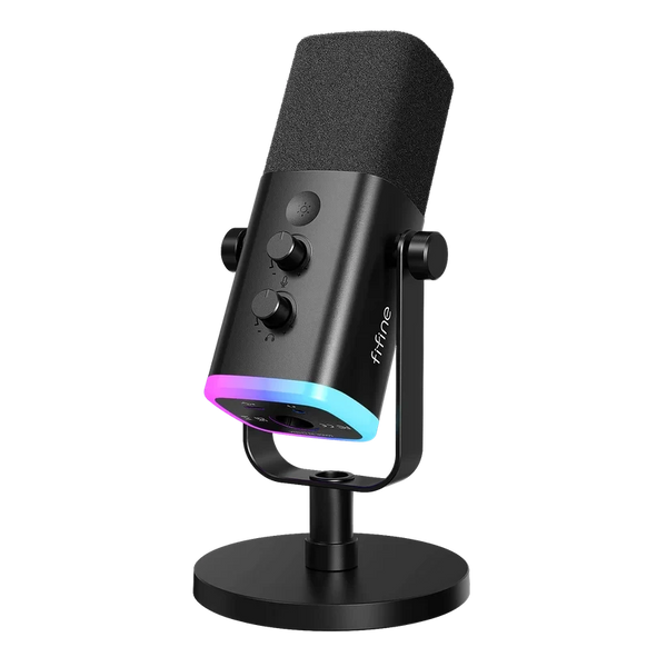 FIFINE AM8 XLR/USB Dynamic Gaming Microphone with RGB, Mute Button & Headphone Monitoring