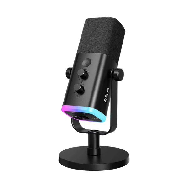FIFINE AM8 XLR/USB Dynamic Gaming Microphone with RGB, Mute Button & Headphone Monitoring