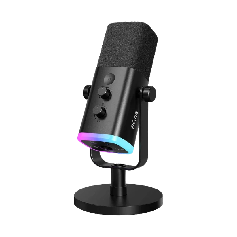 FIFINE AM8 XLR/USB Dynamic Gaming Microphone with RGB, Mute Button & Headphone Monitoring