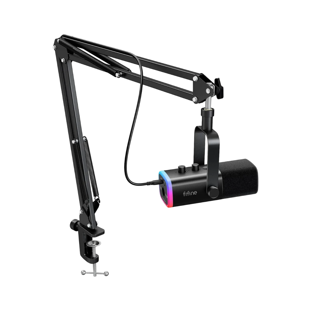 FIFINE AmpliGame AM8T XLR/USB Dynamic Gaming Microphone Kit with RGB, Mute Button & Headphone Jack