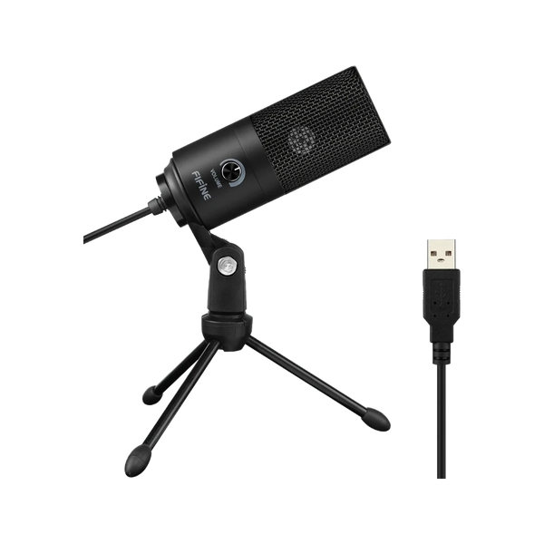 FIFINE K669B USB Condenser Microphone with Cardioid Pickup, Volume Control & Tripod Stand