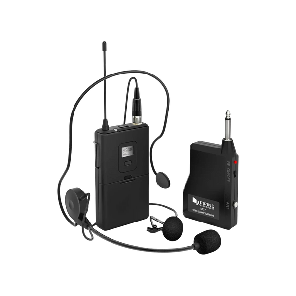 FIFINE K037B Wireless Lavalier & Headset Microphone System with UHF Receiver