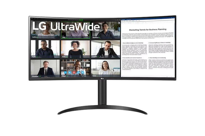 LG UltraWide 34WR55QK-B 34-inch WQHD Curved USB Type-C Monitor