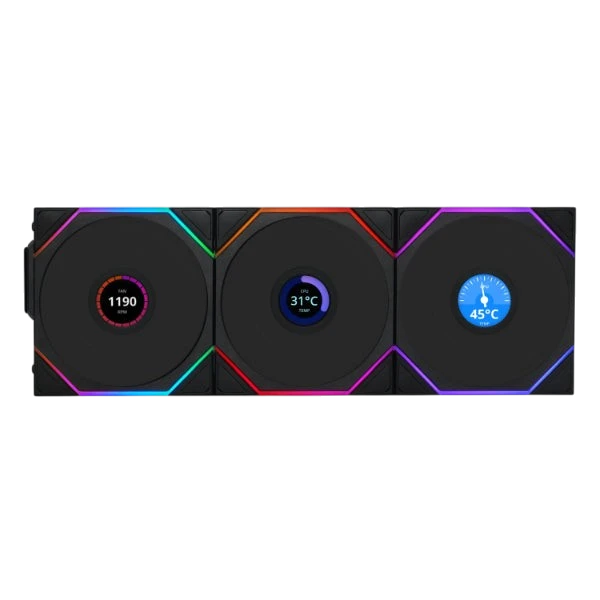 Lian Li UNI FAN TL LCD Wireless 120mm ARGB Cabinet Fan Black (3 Pack)