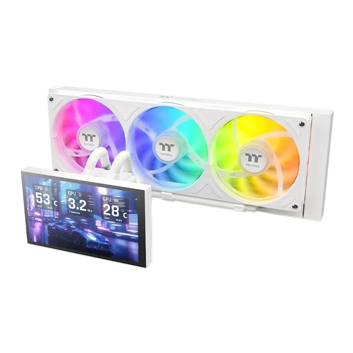 Thermaltake ST360 Ultra ARGB Sync 360mm AIO Liquid CPU Cooler with 7-inch LCD Display White