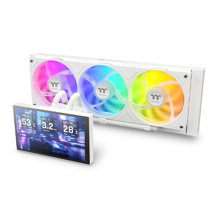 Thermaltake ST360 Ultra ARGB Sync 360mm AIO Liquid CPU Cooler with 7-inch LCD Display White